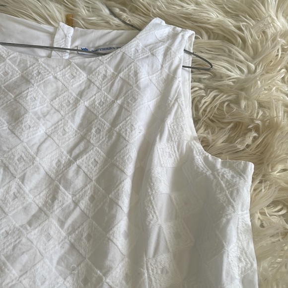 Southern tide white geometrical print crewneck sleeveless sheath midi dress sz 4 - Picture 9 of 17